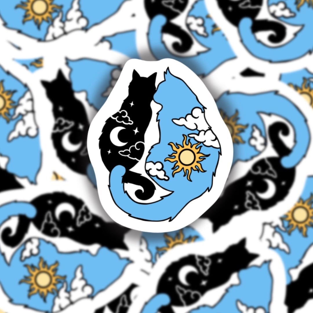 Sun and Moon Cats Cat Sticker Yin and Yang Etsy