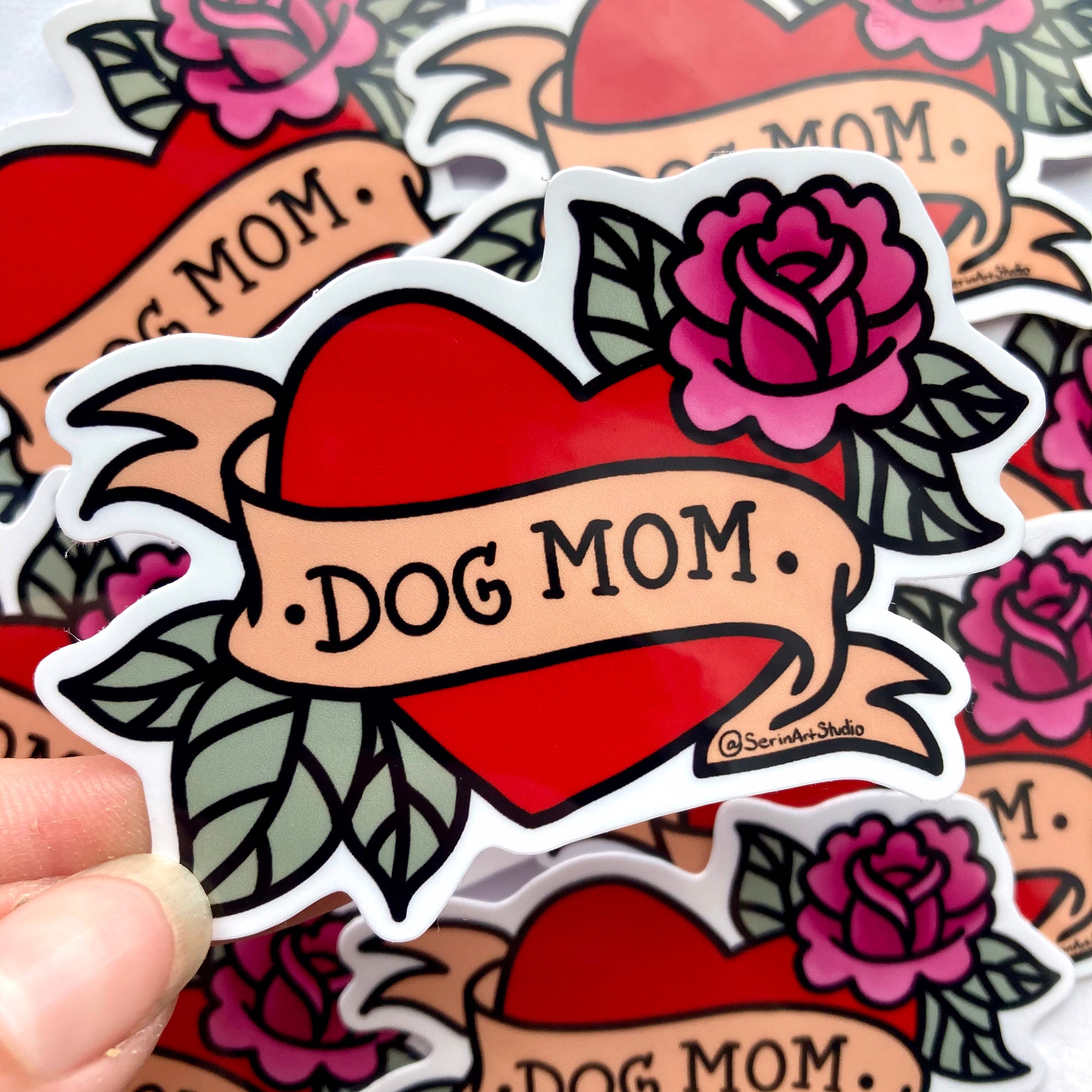 Dog Mom Sticker American Traditional Mom Sticker Dog Mom Etsy