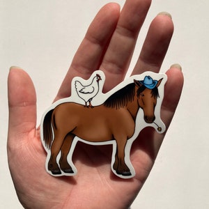 Cowboy Horse and Chicken Sticker| Funny Farm Animals decal | horse sticker| chicken sticker