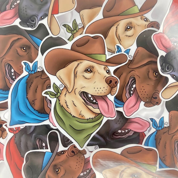 Labrador retriever Cowboy Sticker, lab decal