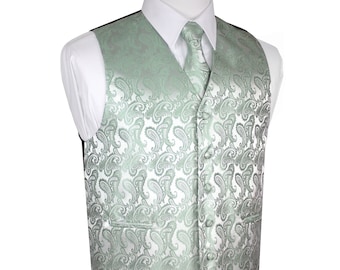 SAGE MEN'S PAISLEY formal tuxedo vest, tie & hankie set. For Formal, Wedding, Prom, Cruise