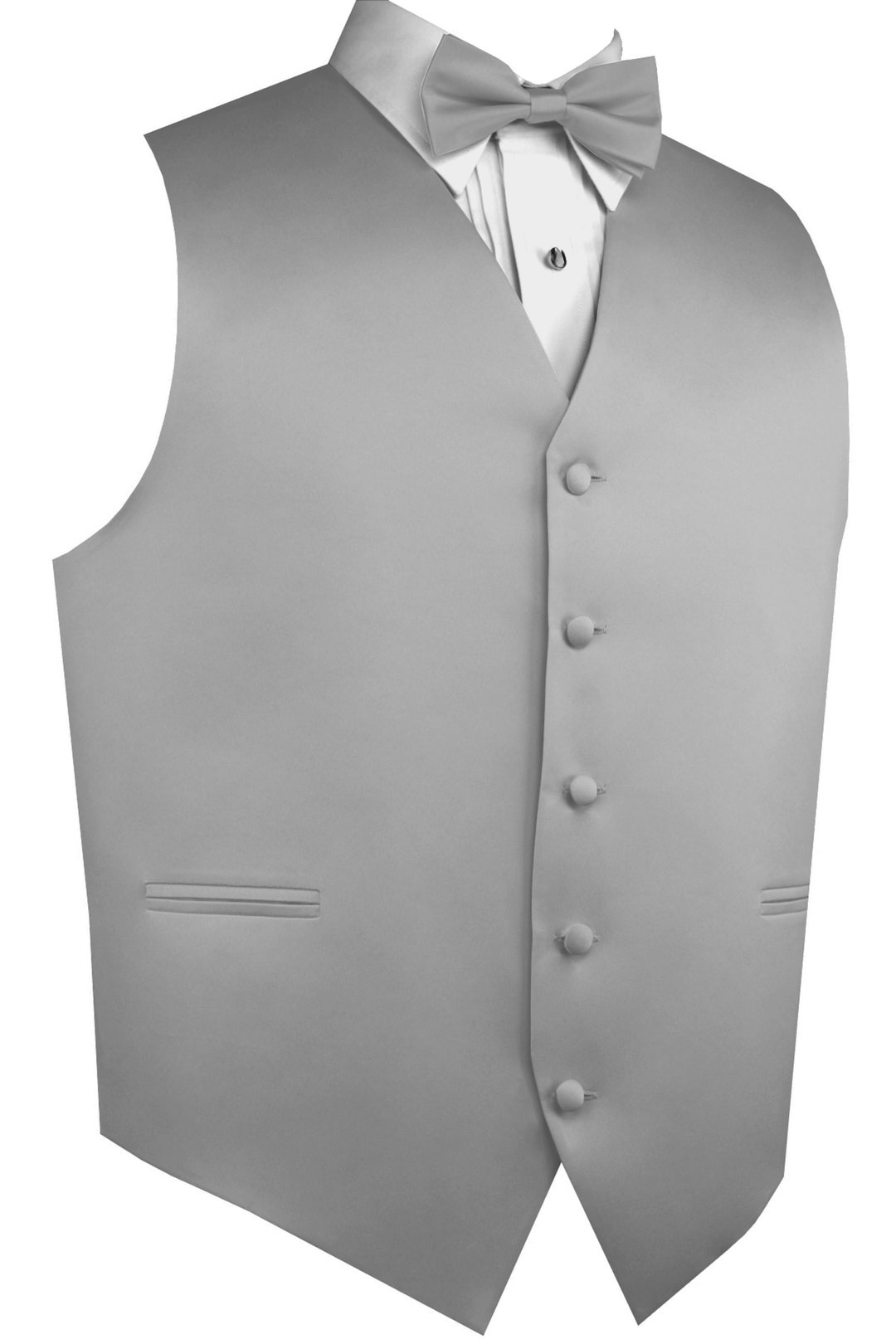 mens silver vest and tie