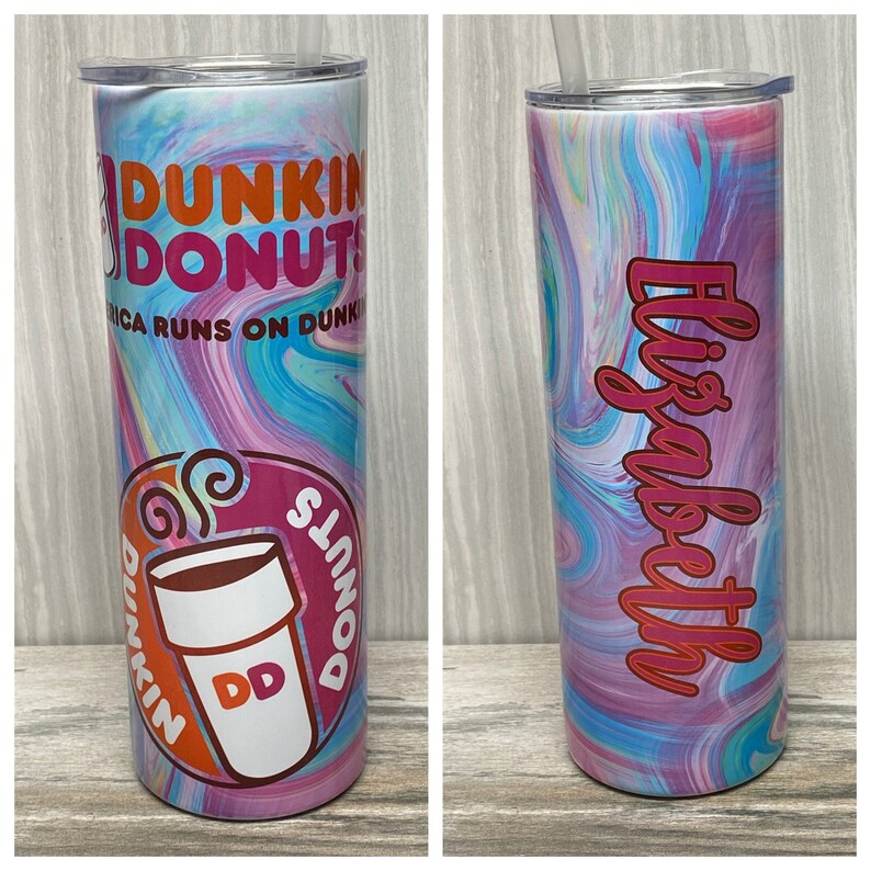 Dunkin Donuts Personalized Coffee Tumbler Swirl Design Skinny Etsy
