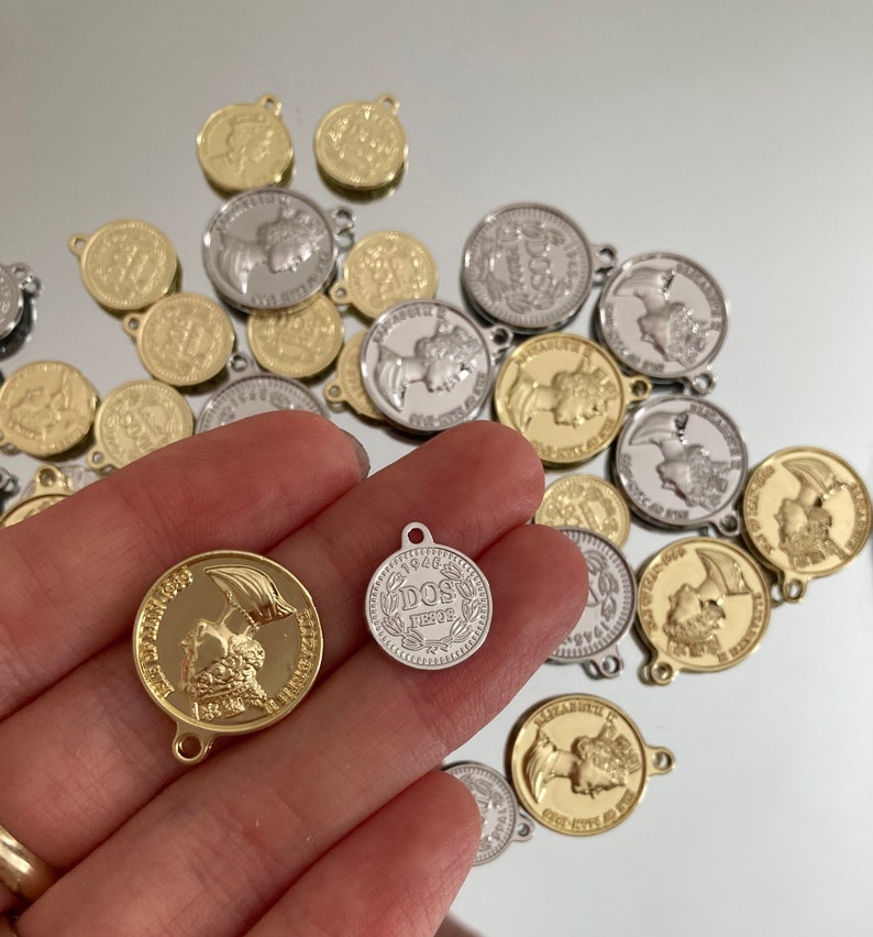 Gold coin charms coin charms silver coin charms Etsy