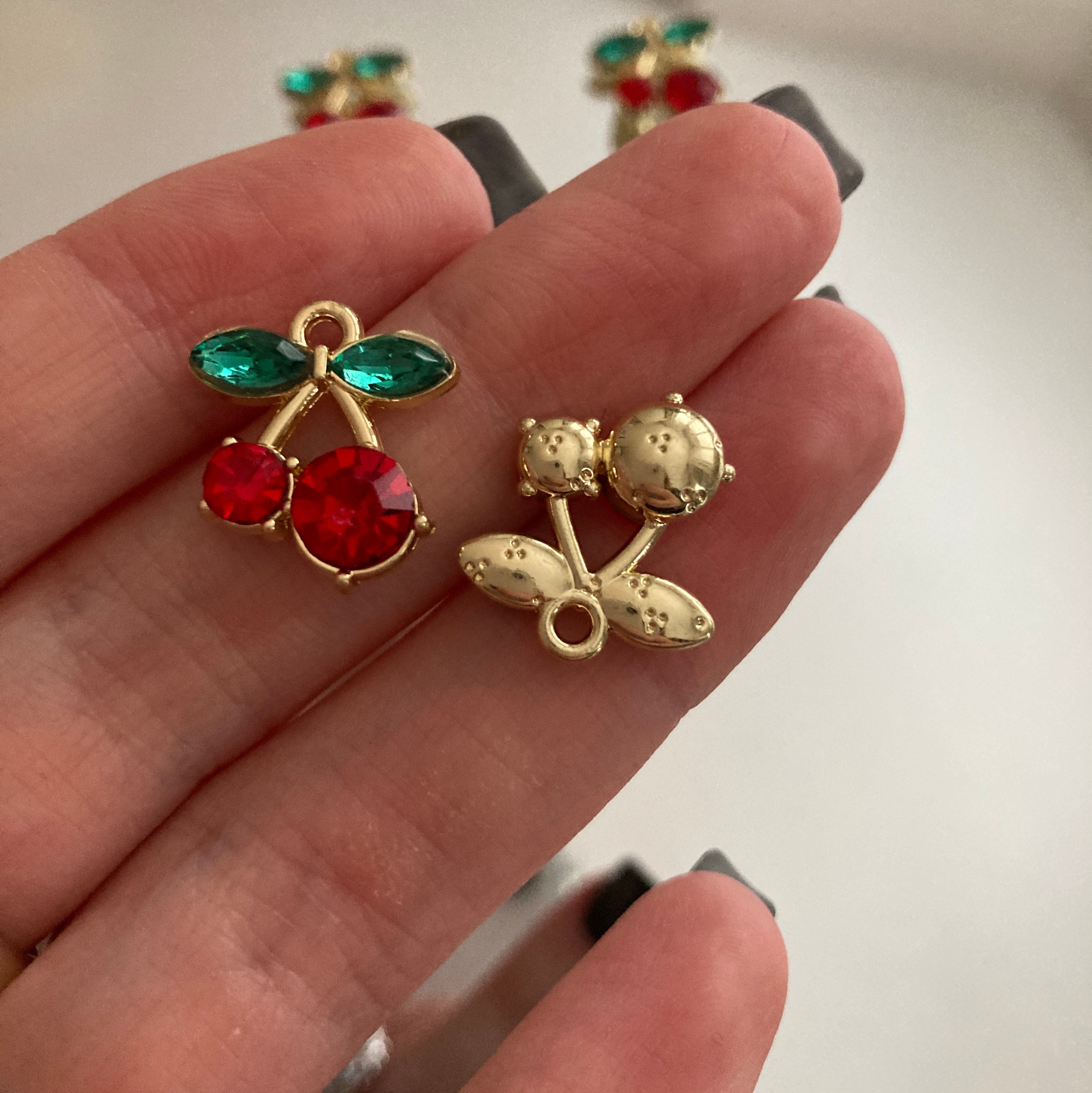 Red Cherry Charms Gold Cherry Charm Cherry Charms Etsy UK