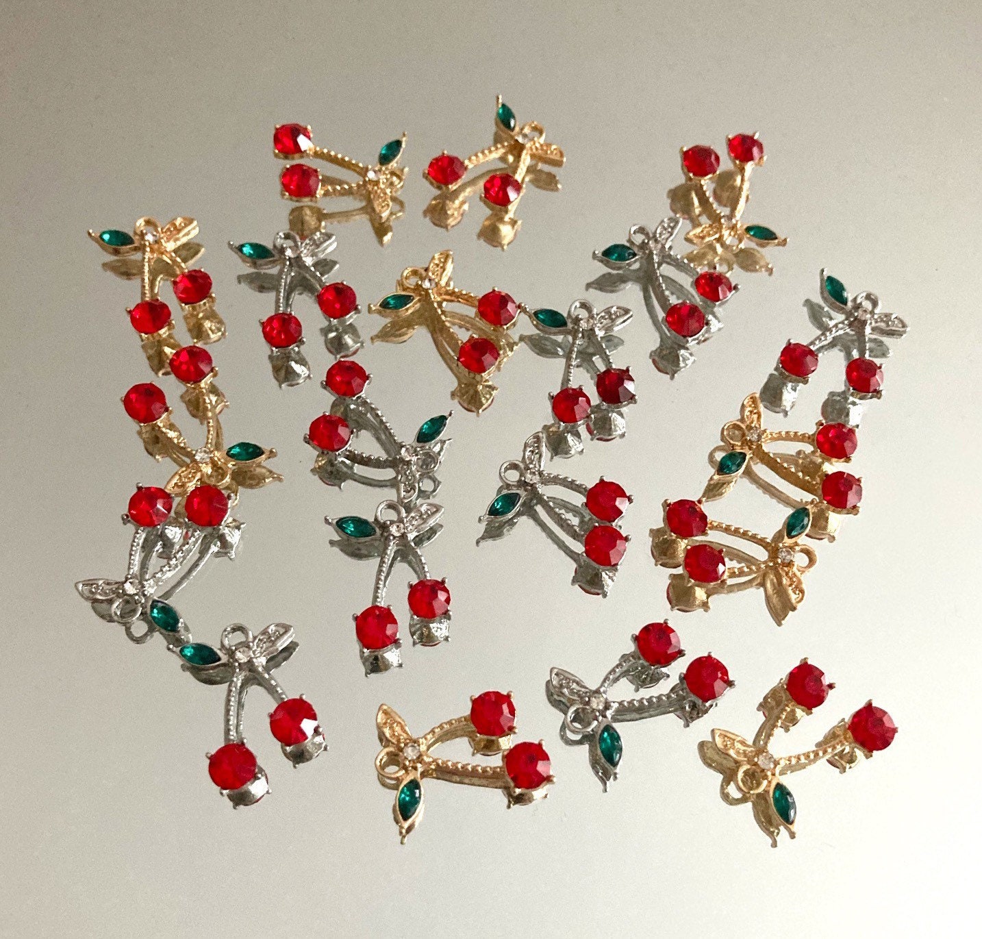 Red Cherry Charms Silver Cherry Charms Cherry Charms Gold Etsy UK