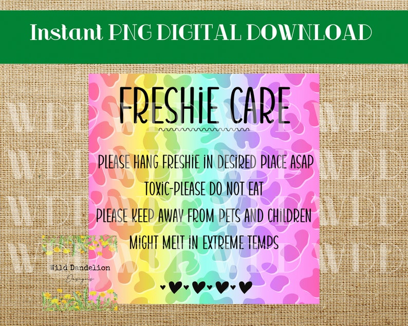 Freshie Care Instructions Download PNG Sticker Etsy