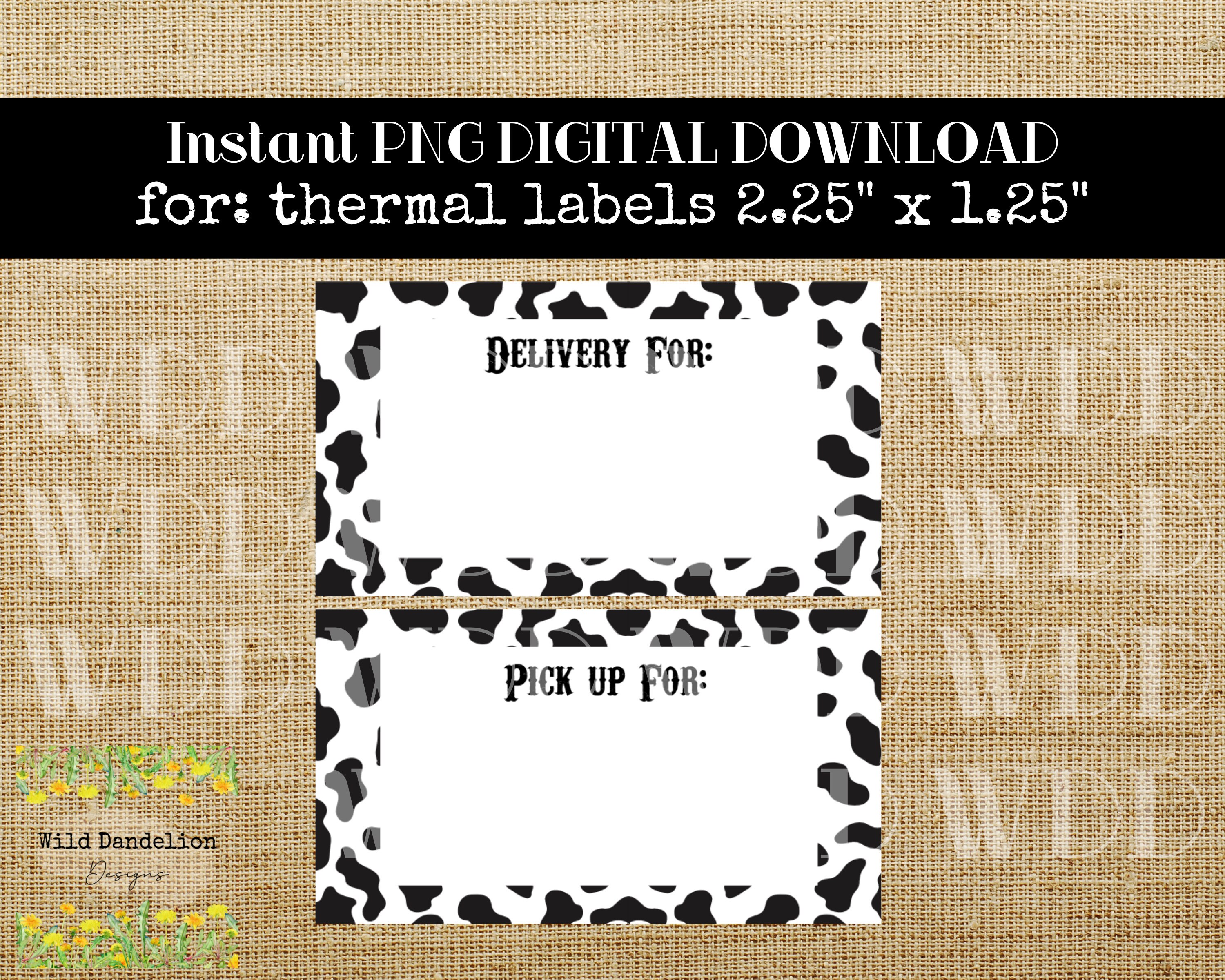 Cow Print Pick up and Delivery Png Thermal Printer Label Sticker Png