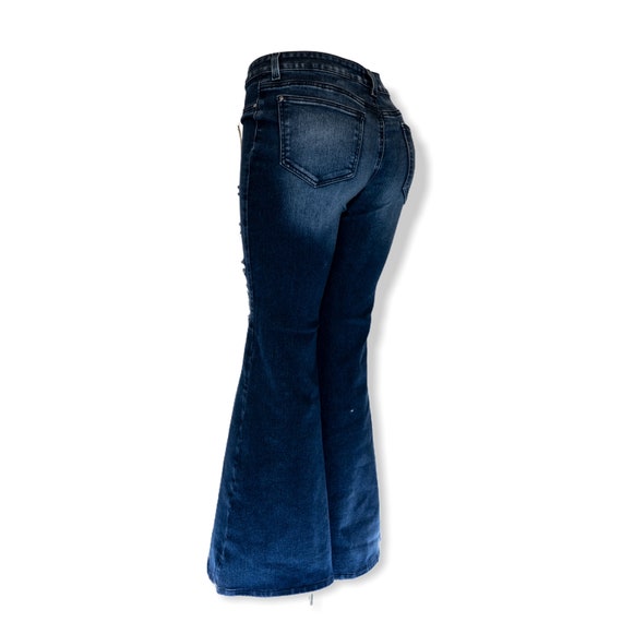 Bell Bottom Women's Washed Ripped Blue 