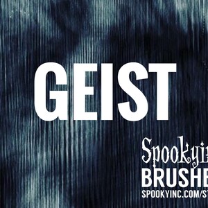 May include: A white text graphic on a dark blue background that reads "GEIST" with the text "Spookyinc Brushes" and the website "spookyinc.com/stuff" below.