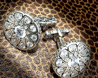 Swarovski copy Falamang old cuts diamond sterling silver cufflinks,