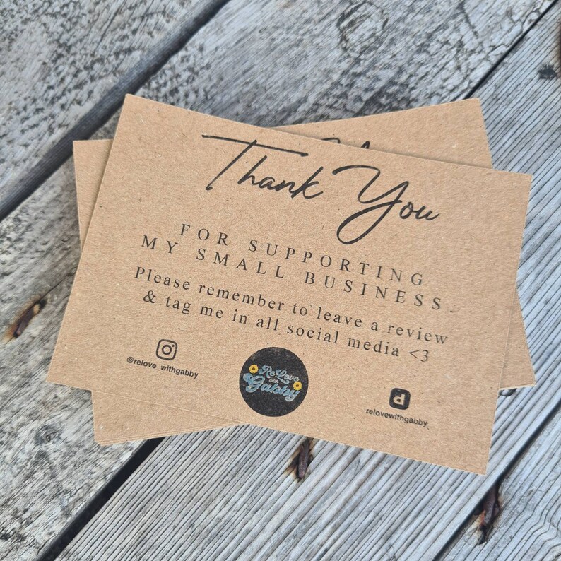 Personalised Thank You Cards Recycled Business Cards Small Etsy UK
