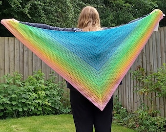 Crochet Rainbow Shawl: Lightweight Cotton Blend, Festival Scarf