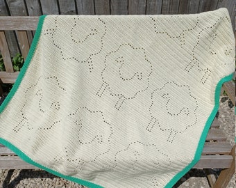 Silly Sheep Crochet Blanket Pattern: Filet Stitch Baby Blanket (Digital Download)