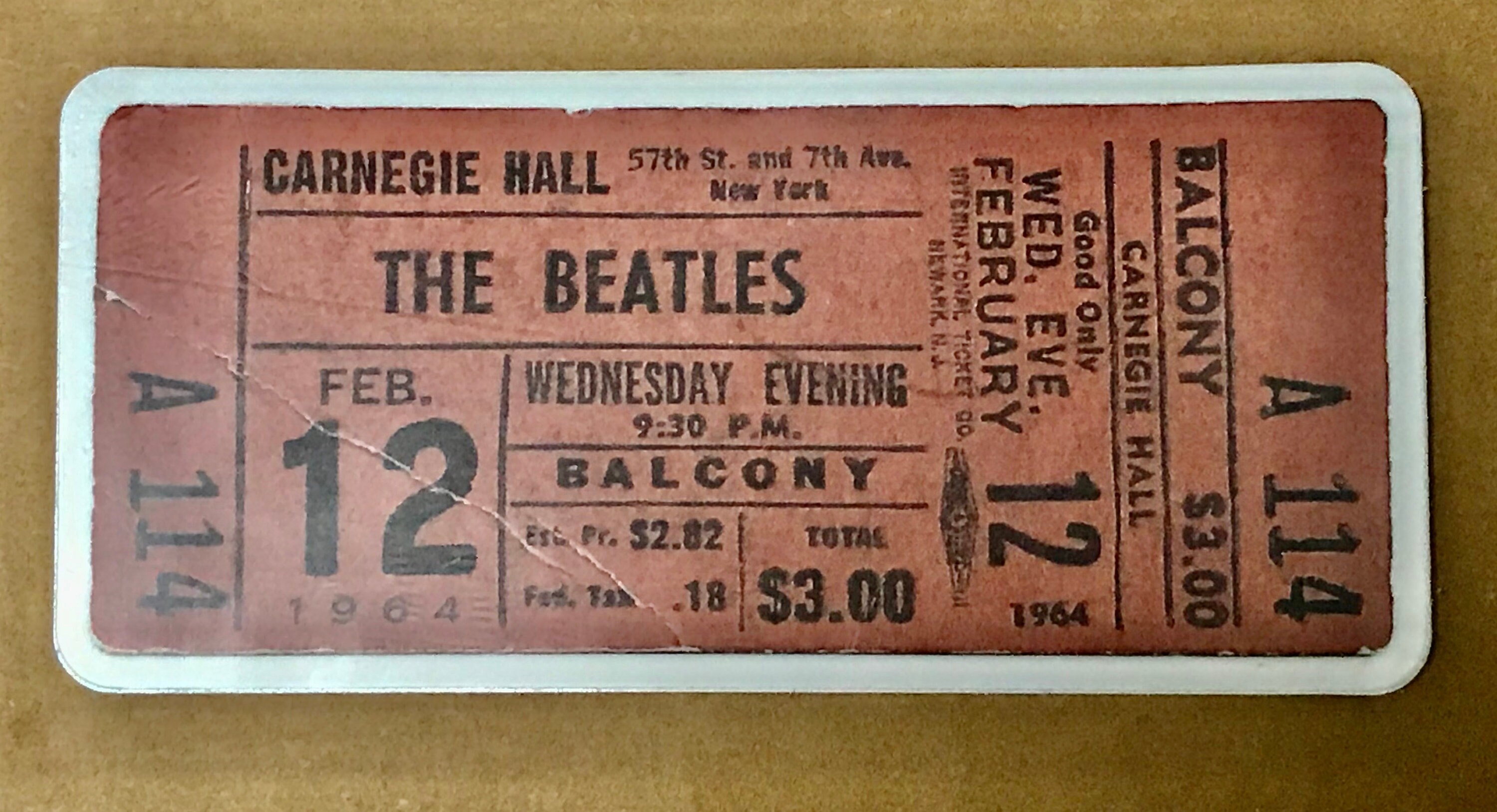 BEATLES Washington DC Concert Ticket 2/11/64 VINYL Decal/Sticker 1st USA CONCERT 