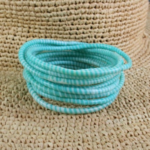 Set of 12 recycled TEAL flip flop bangle bracelet 20+ colors available. Handmade by women in Mali, W. Africa Bangles Bracelets