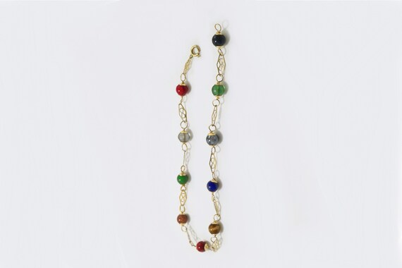 Vintage multicolor Beads anklet Bracelet / 11inch… - image 7