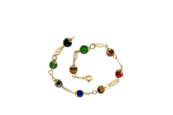 Vintage multicolor Beads anklet Bracelet / 11inch… - image 8