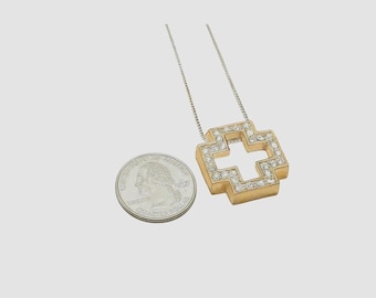 Collier croix grecque Sparkling Cz's 1 x 2,5 cm en argent sterling 925, 18 po.