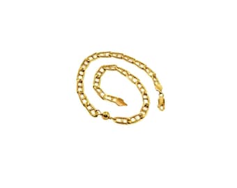 Bracelet de cheville unisexe à chaîne solide 10-11 pouces véritable 1/20 -14 carats rempli d'or
