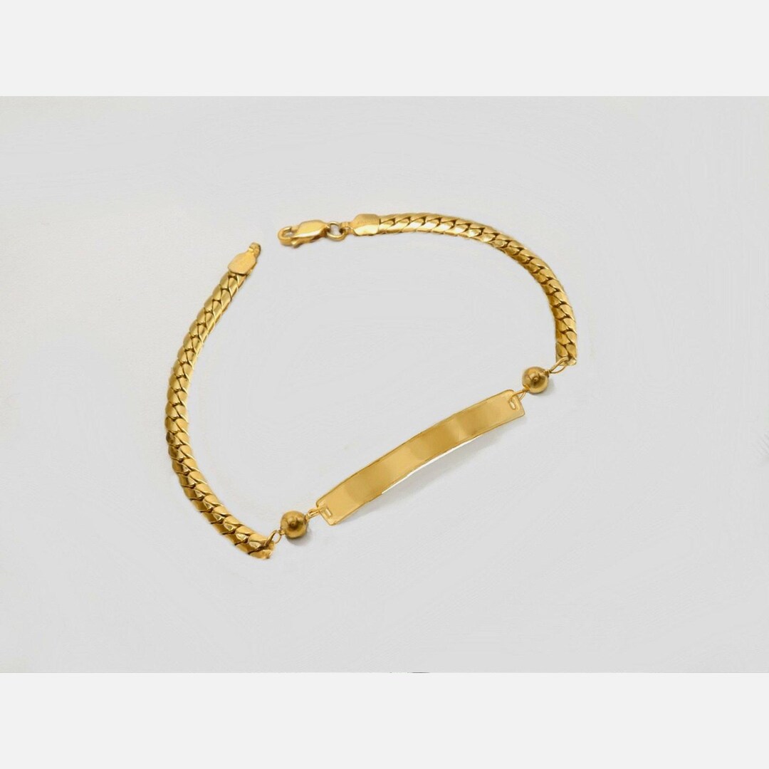 12K Gold Filled Anklet Solid Curb Chain ID Bracelet 9.5