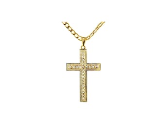 Collier Holy Cross CZ Micro Pave brillant 18 pouces pour femme et enfant en or 18 carats
