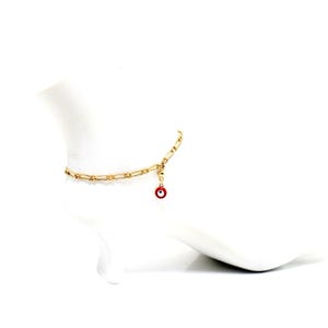 Evil Eye Fußkettchen: 14K Gold-gefüllter Mutter-Tochter-Schutz