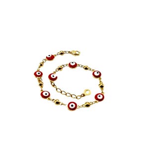 Schutz-Fußkettchen Red Evil Eye Anklet 18K Gold Filled 8,5 &quot;dehnt sich 9,5.&quot;