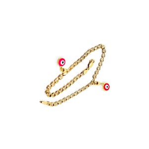 Schutz Fußkettchen Rot Evil Eye 24 cm Viel Glück Fußkettchen Echt 1/20 - 14K Gold gefüllt