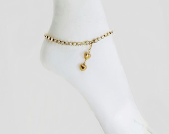 Sélectionnez entre 23 et 30 cm de bracelets de cheville en strass pour lui, bracelet de cheville de tennis en forme de cœurs soufflés.