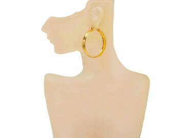 Créoles en or 14 carats : anneau large, finition polie, 1,25 po.