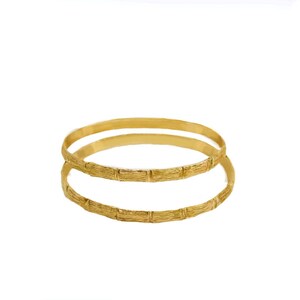 Vintage 1980s Bamboo Bangles | 1/20 14K Gold-Filled Handcrafted Pair image 14