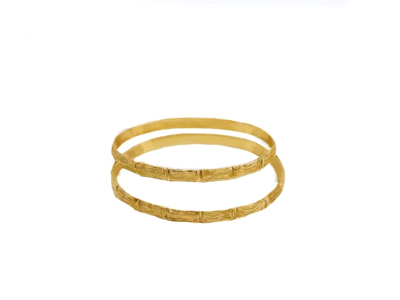 Vintage 1980s Bamboo Bangles | 1/20 14K Gold-Filled Handcrafted Pair image 14
