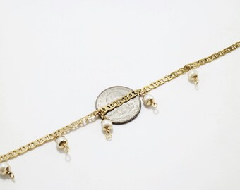 Unique custom handmade Pearls Chain anklet bracelet Gold Filled 14K quality 10 inch length