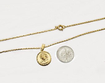 Collier chaîne médaille tête de Christ 17 pouces Authentique 1/20 or jaune rempli 14 carats