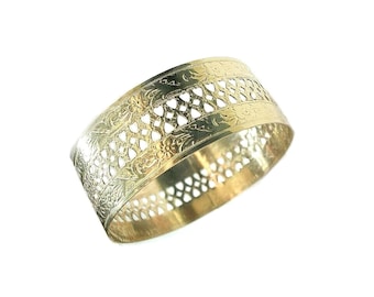 Vintage 14k Gold Filled Bangle: Handcrafted hearts openwork One Inch Wide