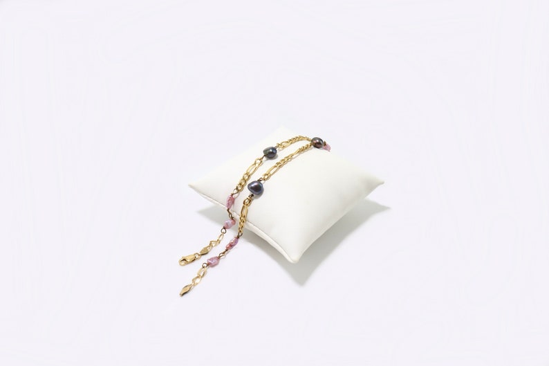 Unique Eggplant Pearls Gold Anklet 11.5 inches adjust 10.5-14k 120 Gold Filled