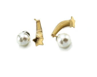 Ear Jacket Celestial  Pearl Earrings  Front Back pearls studs  Gold Earrings