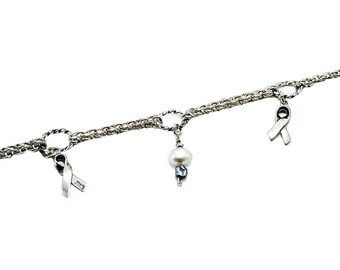 Sterling Silver Anklet with Heart & Flower Links fits 9-10 inch Ankles
