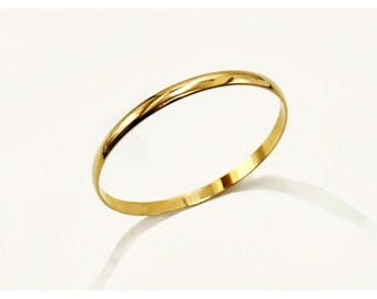 24K Gold Plated Bangle Bracelet – Minimalist Domed Slip-On Band – Timeless Jewelry