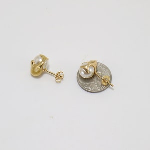 boucles d'oreilles vintage encombrantes 3D Dolphin Pearl Stud Boucles d'oreilles Dolphin Pearl 18K Gold Filled 15mm image 5