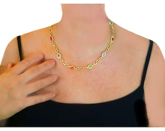 Collier Maître Artisanat Cristaux Autrichiens 20" Top 1-20 14K Gold Filled