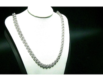 Chaîne Maille 20 - 22 pouces fabriquée à la main en argent sterling 925 5 mm chaîne byzantine