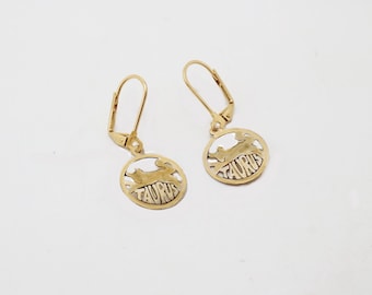 TAURUS  Zodiac Sign Earrings / Authentic Gold Filled 1-20 14K / TAURUS Zodiac Earrings Nickel coin size