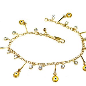 Schutz-Fußkettchen Evil Eye Knöchel Viel Glück Fußkettchen 18K Gold Filled 10 &quot;9&quot;