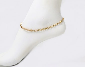 Unique ID Anklet Bracelet Genuine  1/20  14K yellow Gold Filled 11 inch solid anklet Bracelets