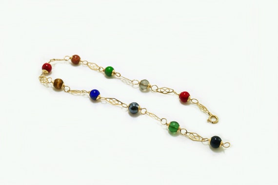 Vintage multicolor Beads anklet Bracelet / 11inch… - image 5