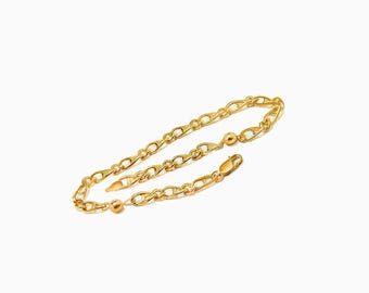Pulsera de tobillo de cadena maciza rellena de oro amarillo de 14 quilates, diseño unisex, 1/20