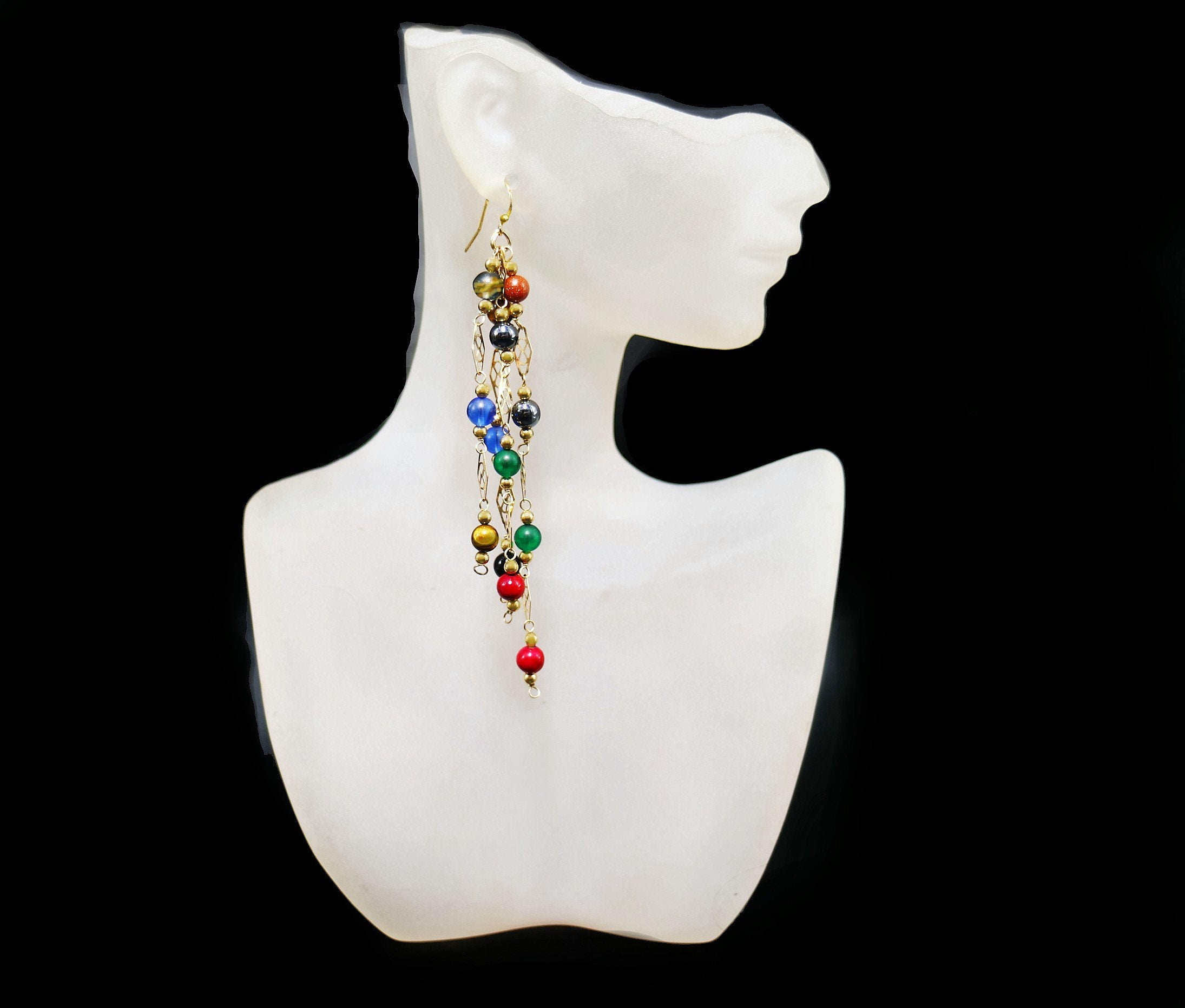 Vintage Tassel Multicolor Earrings 4 Inch Drop & Dangle Etsy UK