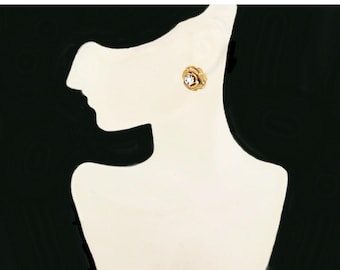 Boucles d'oreilles en forme de fleur en cristal de 13 mm (demi-pouce) Authentiques remplies d'or 14 carats - 1/20